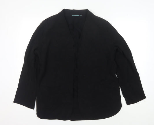 Blue Illusion Black Linen Blend Blazer for Women M
