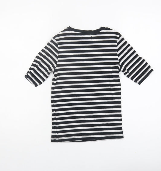 Stussy Unisex Stripe Black T-Shirt, Size S, Crew Neck