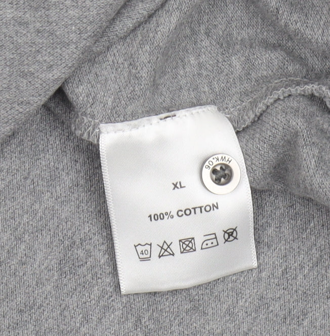 Howick Men's Grey Long Sleeve Polo - XL Cotton Casual