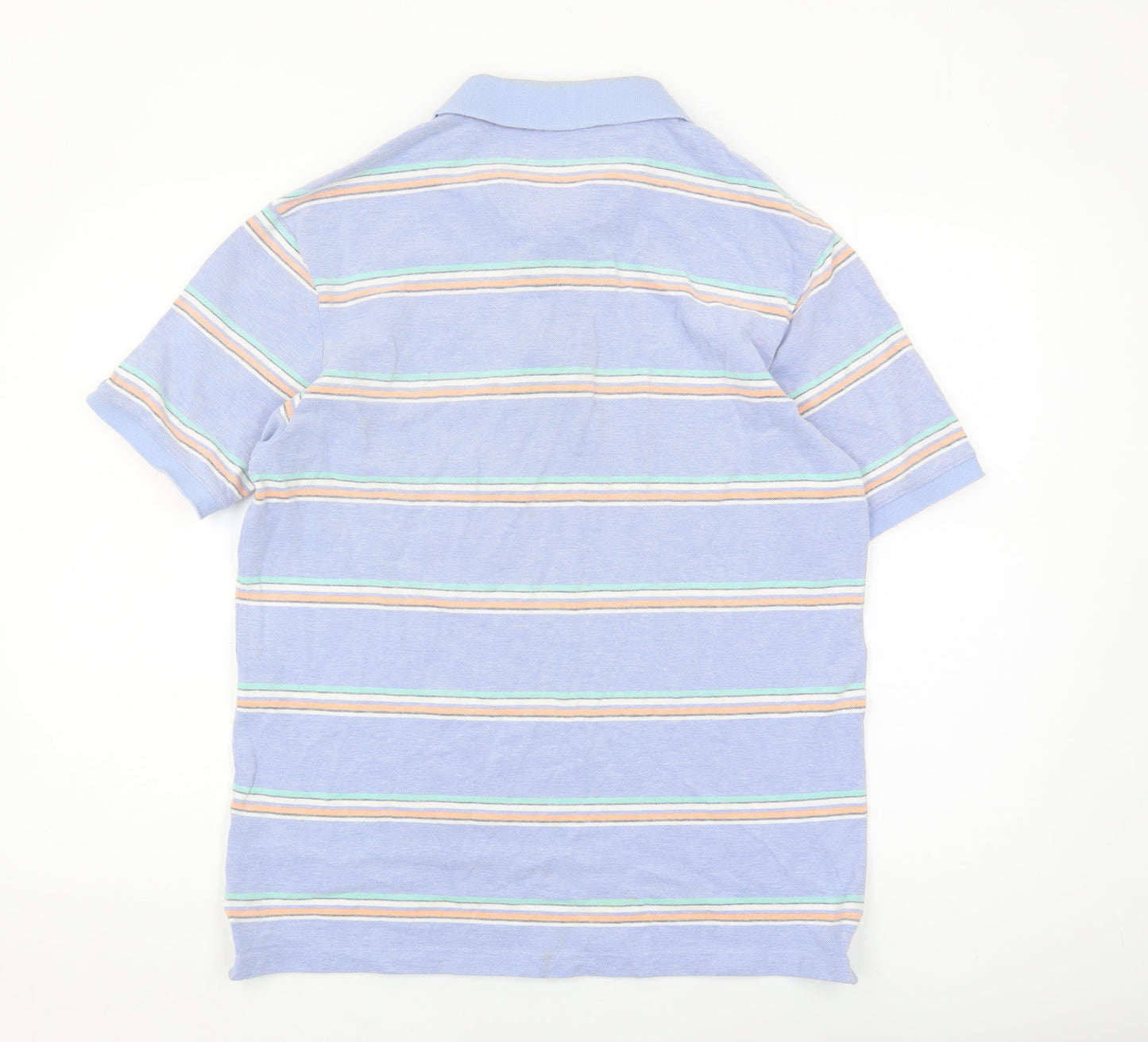Marks and Spencer Men's Blue Striped Polo, M, Regular Fit