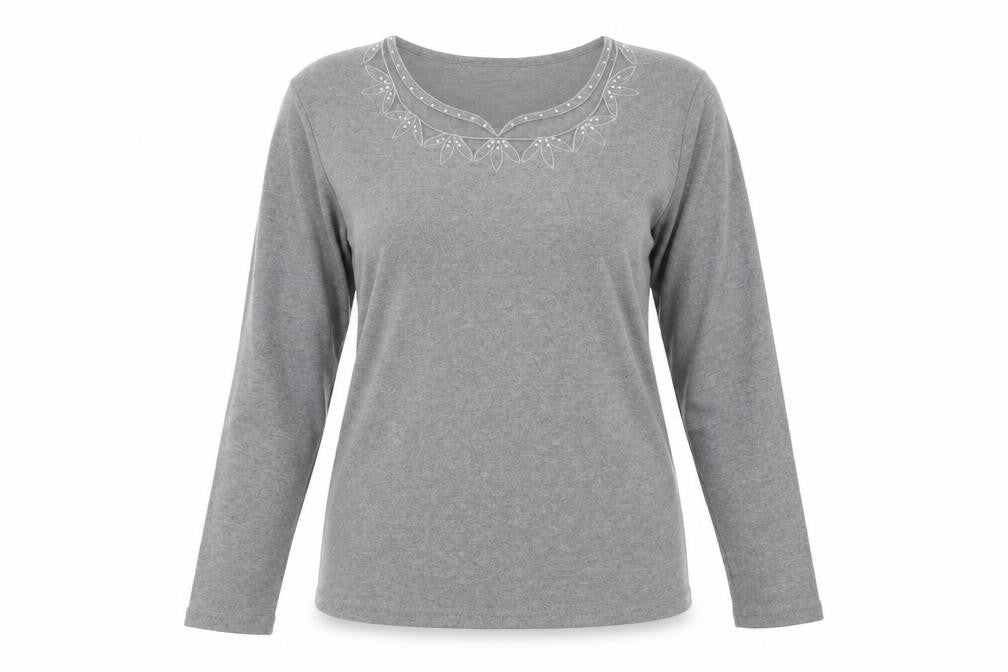 Womens UK Size M Anna Rose Grey Cotton Blend T-Shirt