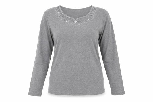 Womens UK Size M Anna Rose Grey Cotton Blend T-Shirt