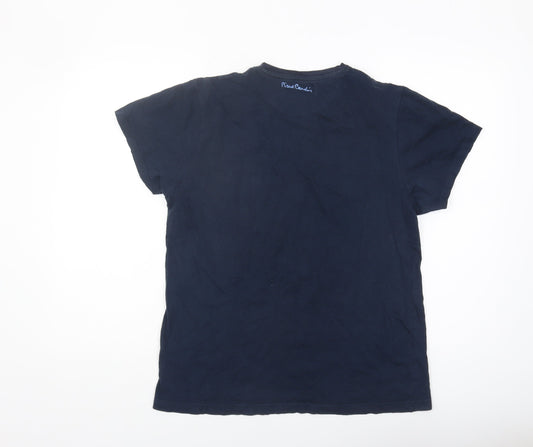 Pierre Cardin Men's Blue Graphic T-Shirt - Medium