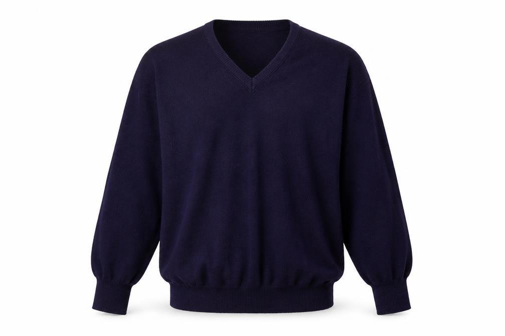 Balmoral Men’s Blue Wool V-Neck Pullover Jumper, Size L