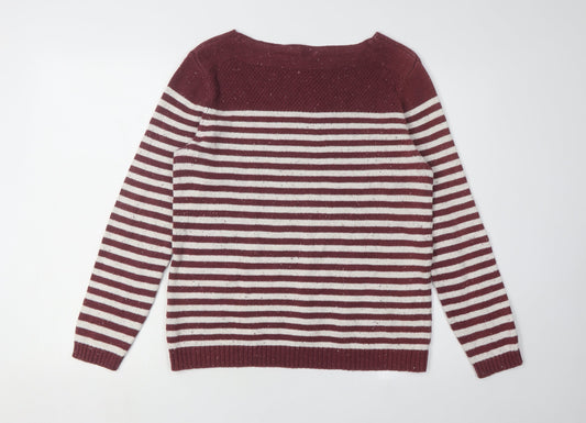 FatFace Women's Red Striped Pullover Jumper Size 14