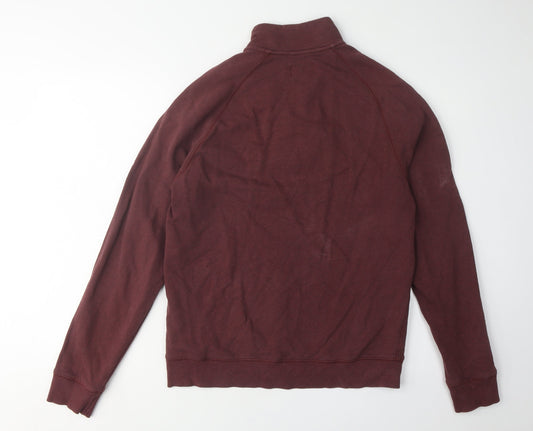 Farah Men's M Red 1/4 Zip Sweatshirt Logo Accent