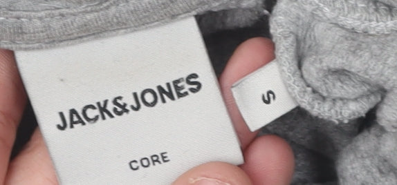 Jack & Jones Men's Grey and Black Pullover Hoodie S