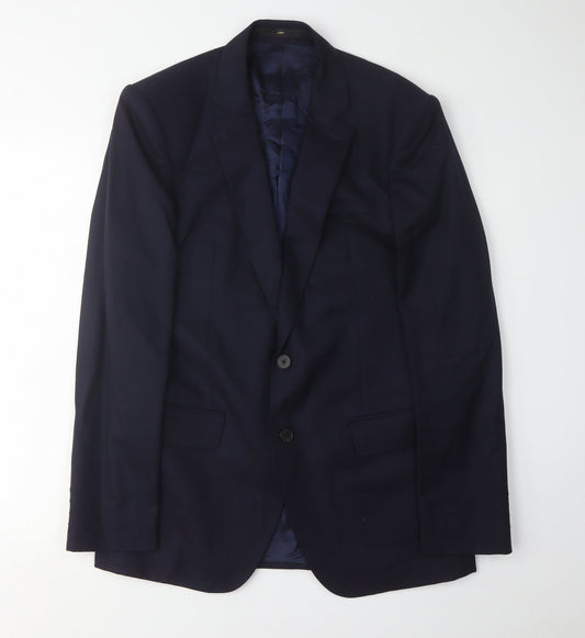 Jaeger Men's Blue Wool Blazer Size 38 Regular