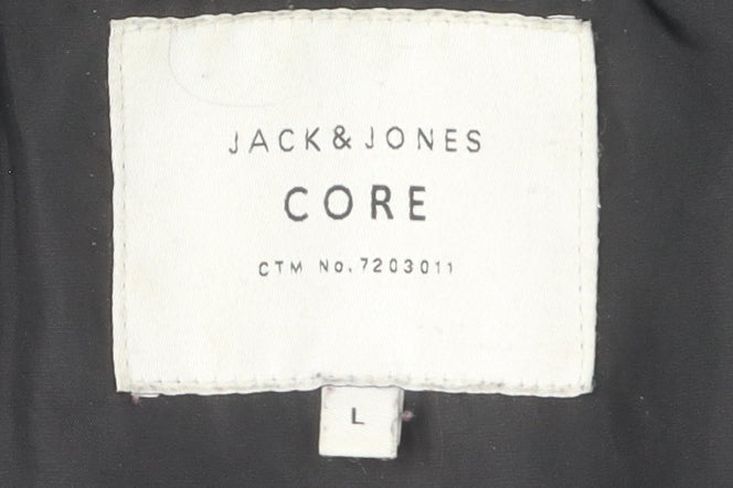 Jack & Jones Men's Black Puffer Jacket L Casual