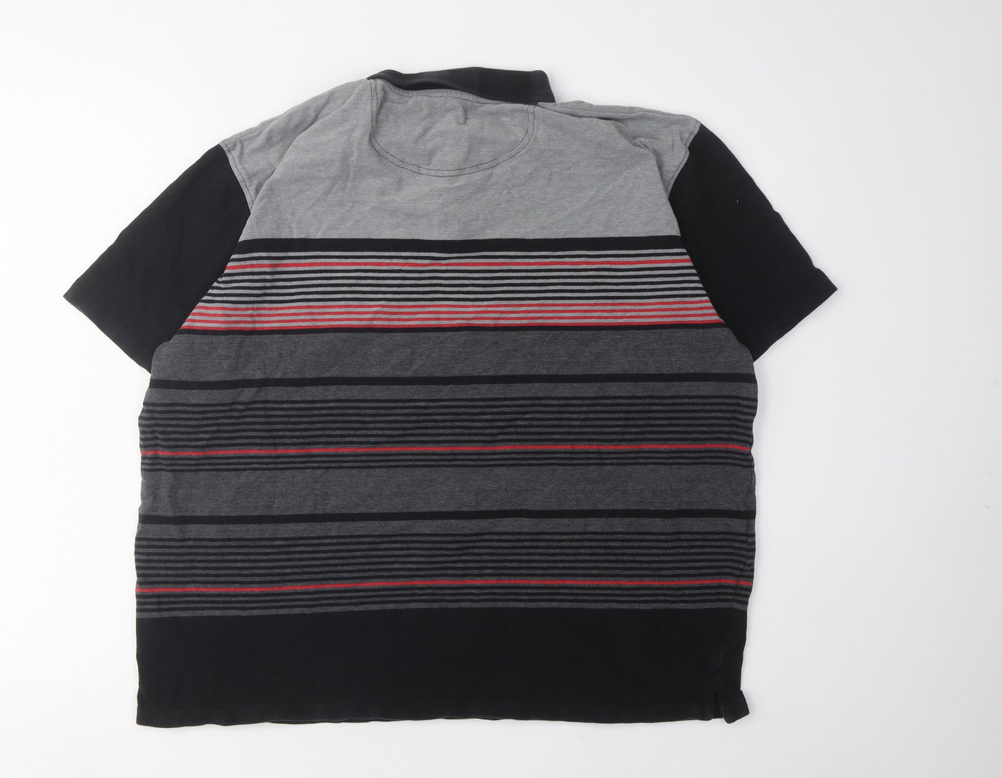 James Pringle Men's XL Striped Polo Shirt Black/Grey - Golf Ready