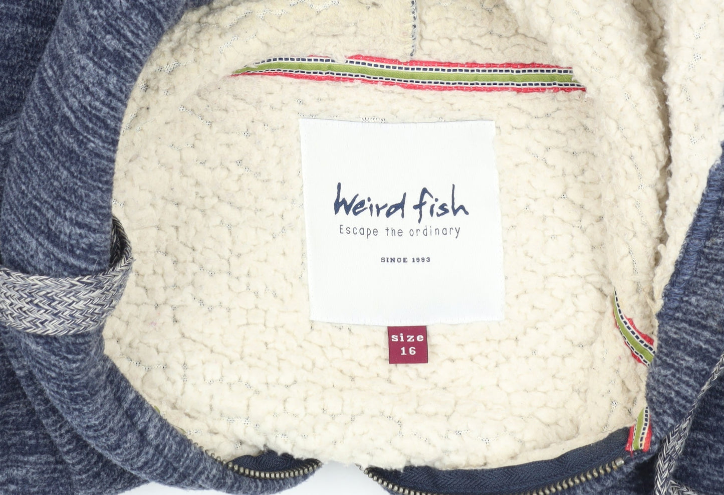 Weird Fish Women's Blue Hooded Jacket Size 16