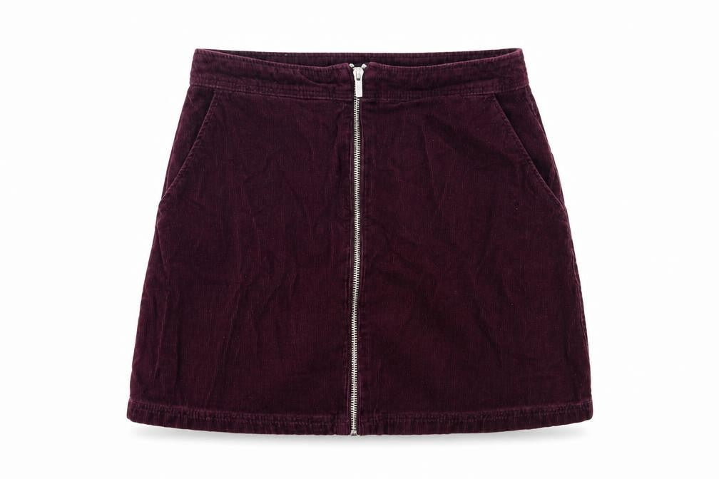 New Look Women's Red Corduroy Zip Skirt Size 10