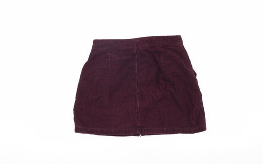 New Look Women's Red Corduroy Zip Skirt Size 10