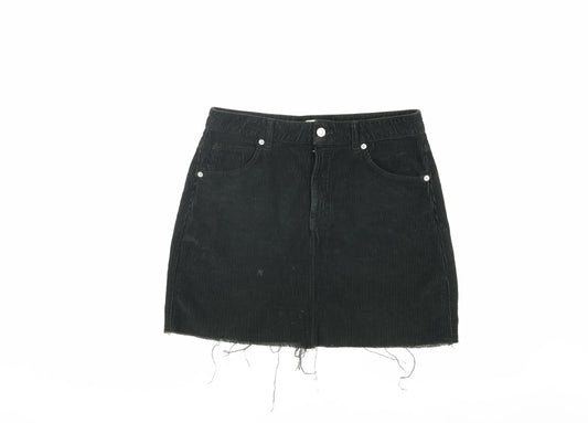 Topshop Women's Black Mini Corduroy Skirt - Size 10