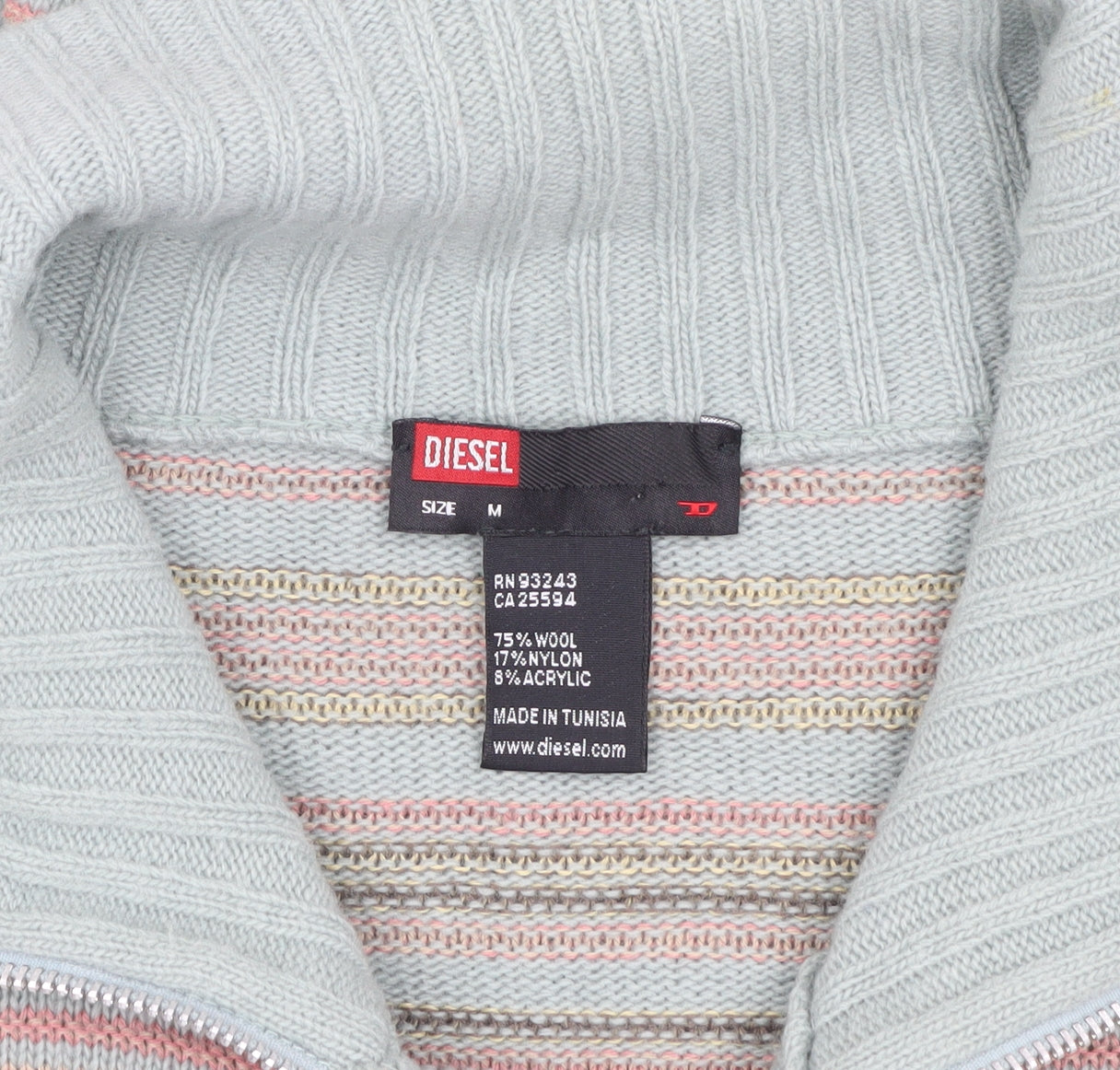 Diesel Men's Grey Striped Knit Jacket Size M