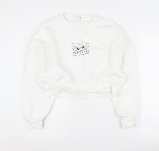 Primark Disney Stitch Women's White Pullover Sweatshirt