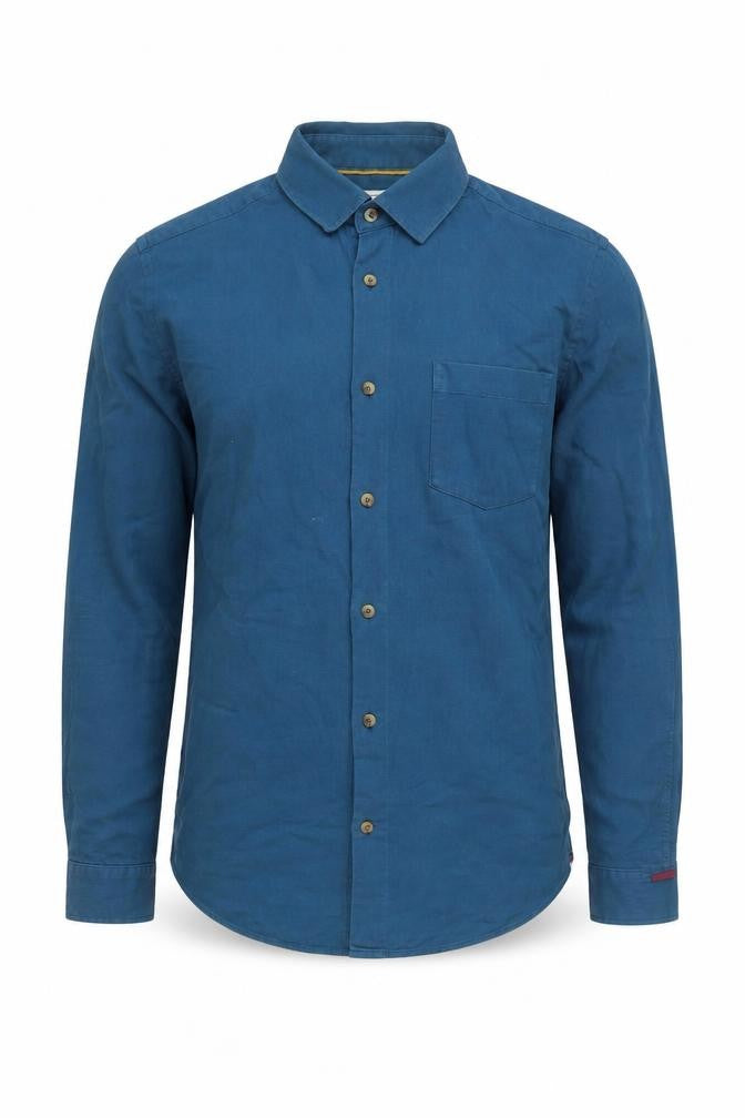 John Lewis Men's Blue Cotton Casual Button-Up Shirt