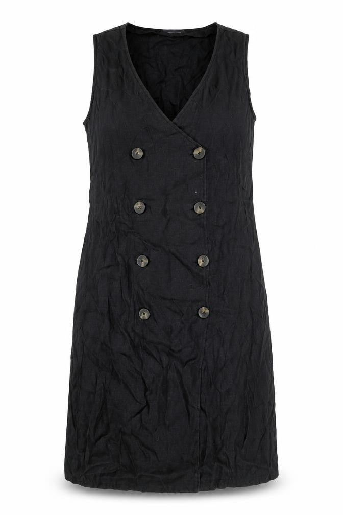 Violeta by Mango Women's Black Sleeveless Linen Dress M