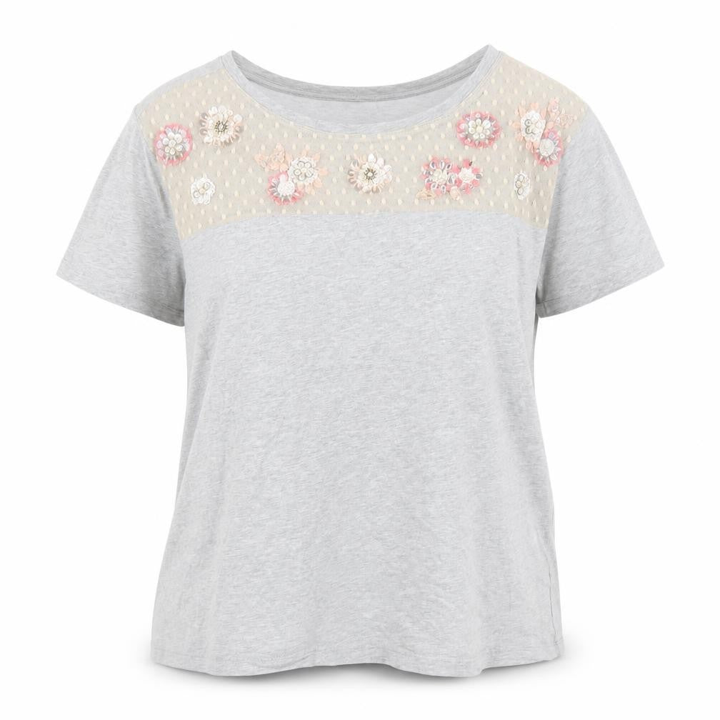 Marks and Spencer Women's Grey Embroidered T-Shirt Size 14