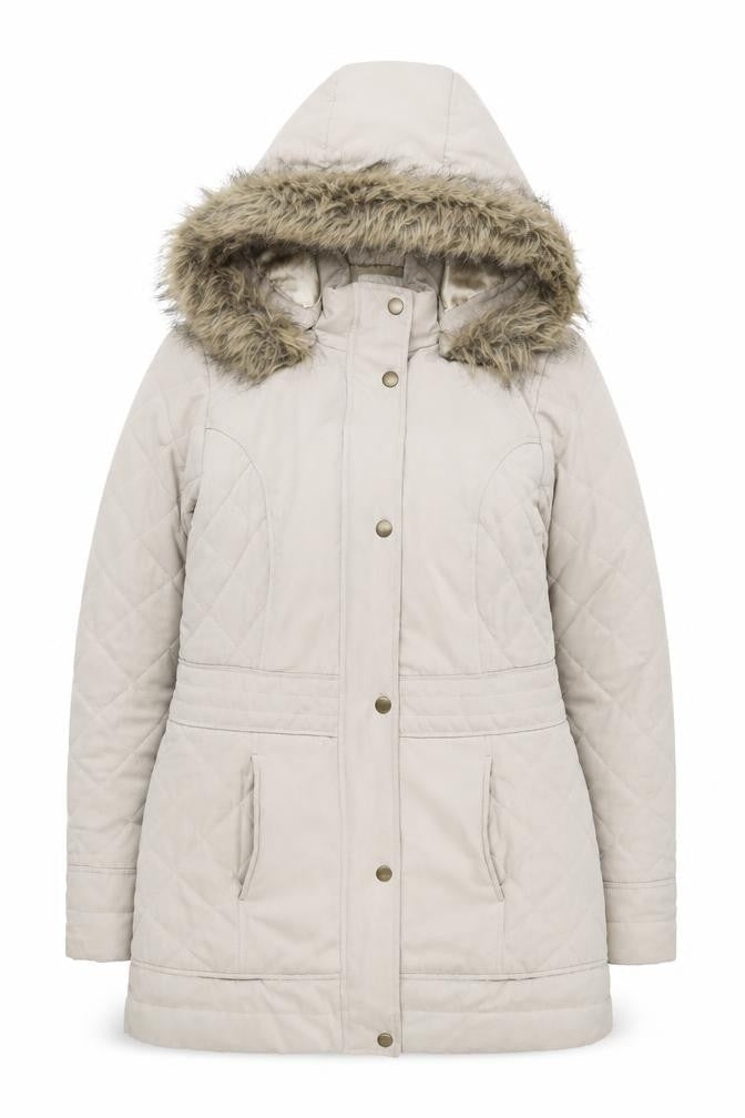 BHS Women's Beige Hooded Puffer Coat Size 10
