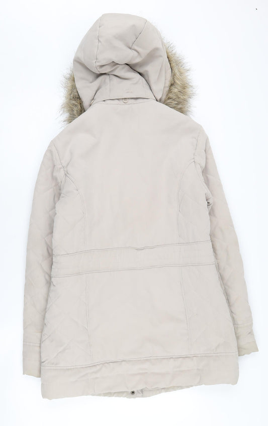 BHS Women's Beige Hooded Puffer Coat Size 10