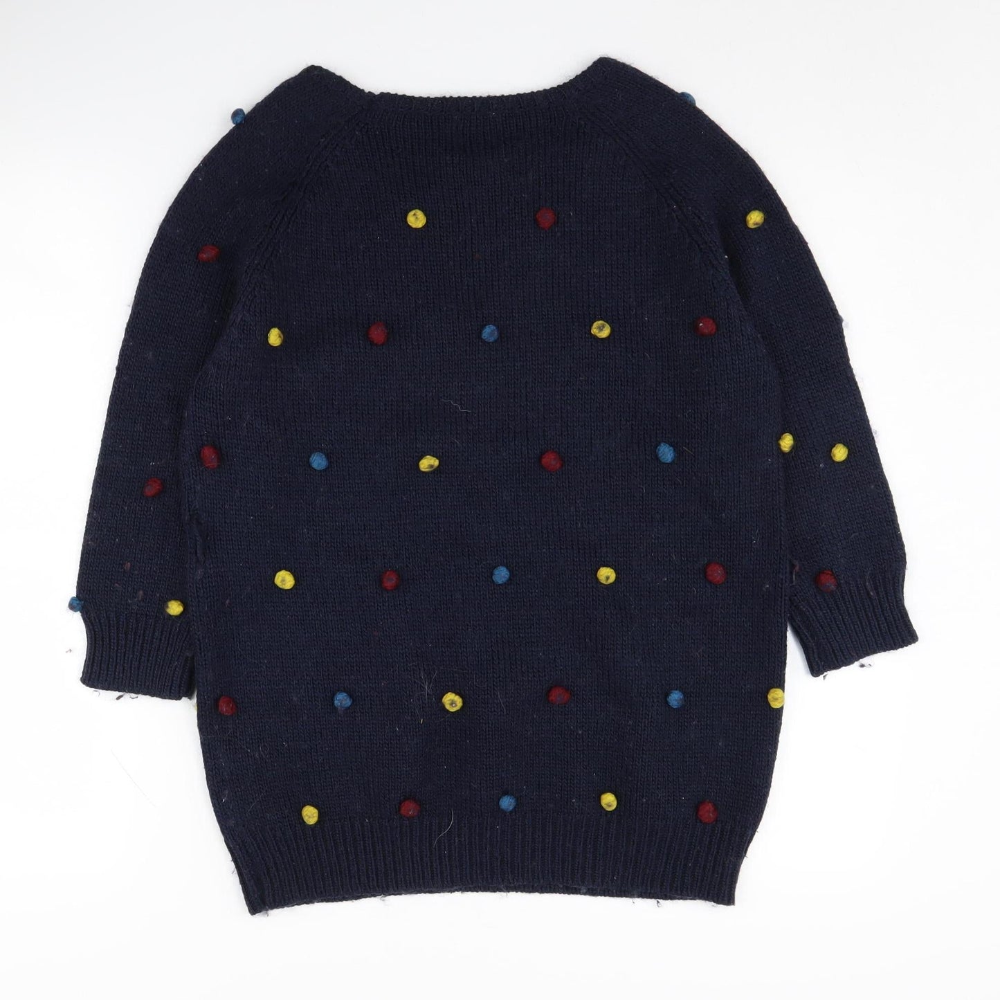 Yumi Women's Blue Polka Dot Knit Pullover Jumper Size 14
