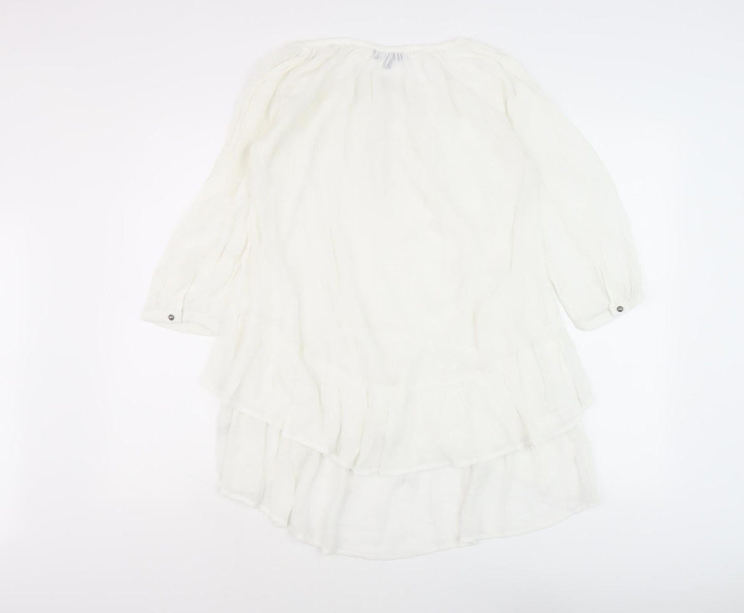 Women's White Tunic Blouse - 3/4 Sleeve, Relaxed Fit