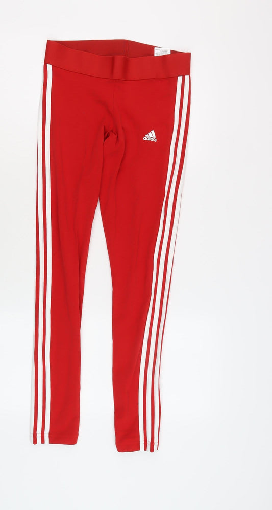 Adidas Girls Red Leggings S Slim Stretch Activewear