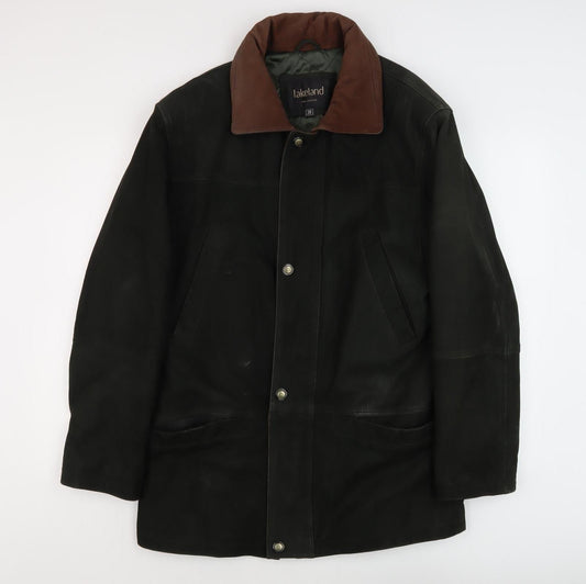 Lakeland Men's Black Leather Jacket, Size 38, Mid-Length