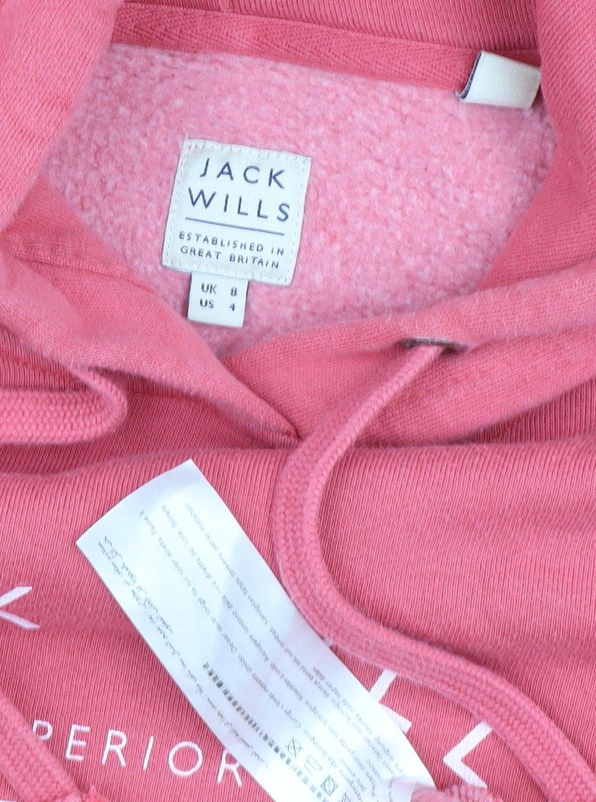 Jack Wills Women's Pink Hoodie Size 8 Pullover
