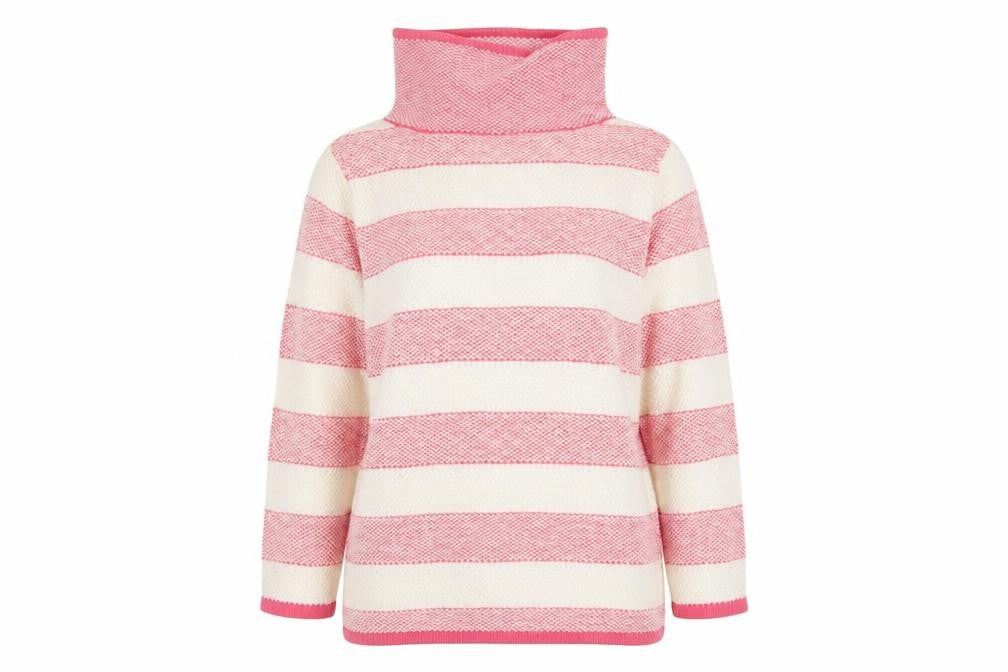 Womens UK 12 Regular Laura Ashley Pink Pullover Waffle-Knit
