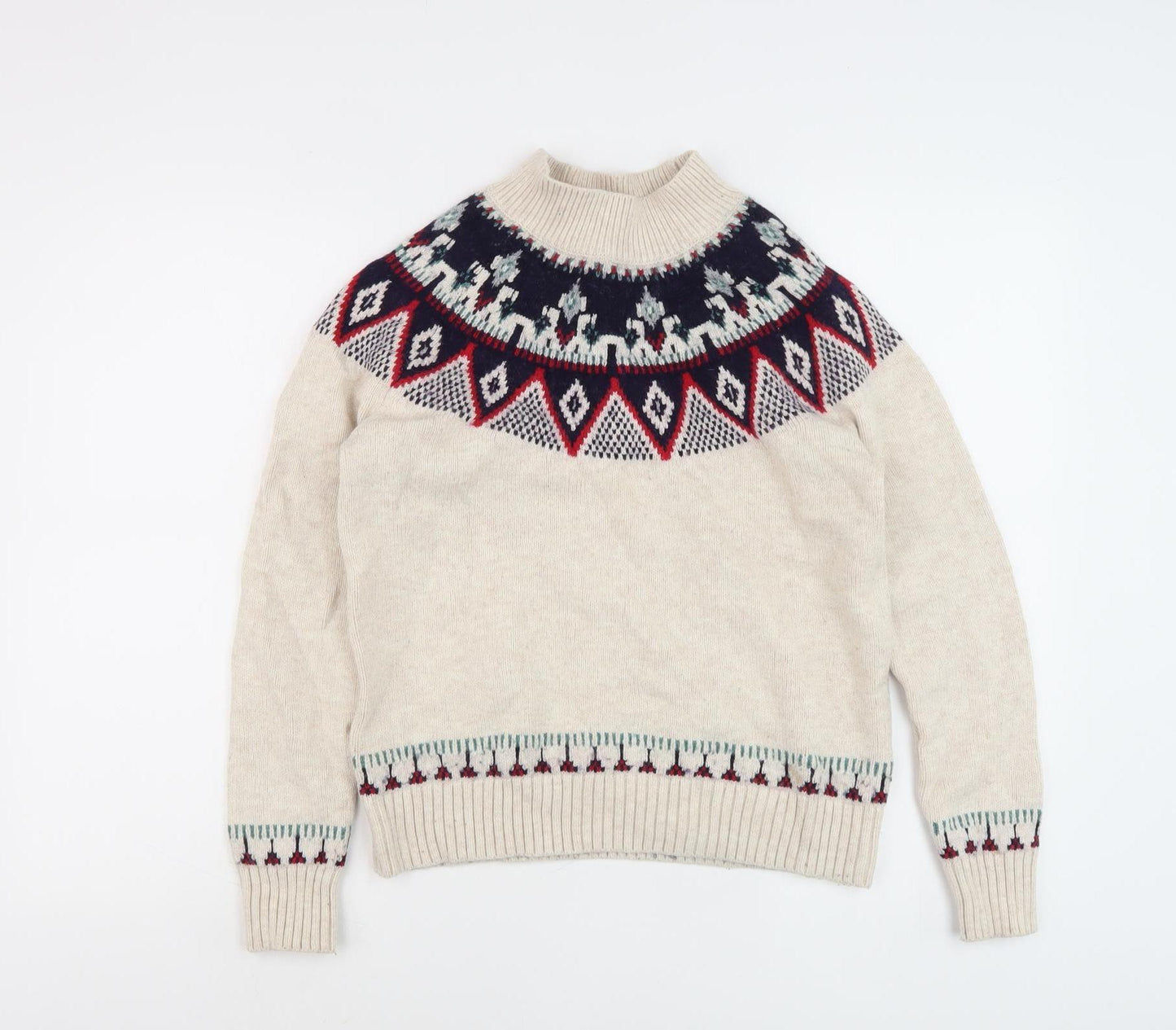 Fat Face Women's Ivory Fair Isle Pullover Jumper, Size UK 8