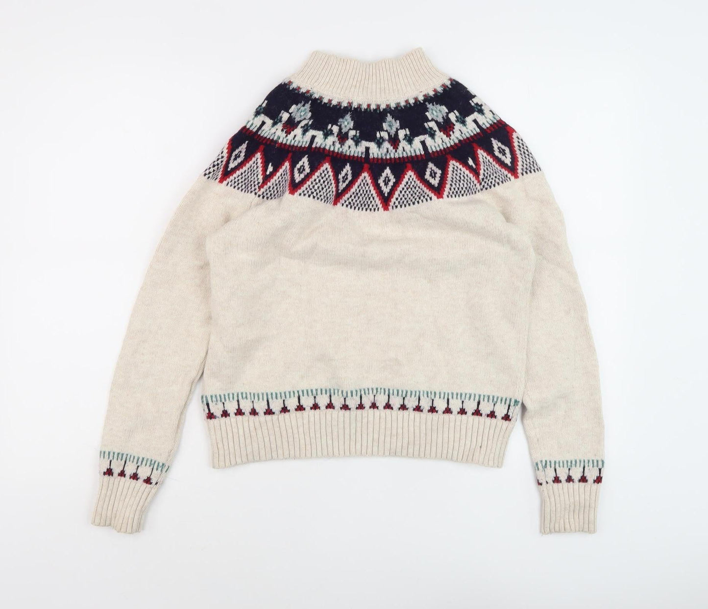 Fat Face Women's Ivory Fair Isle Pullover Jumper, Size UK 8