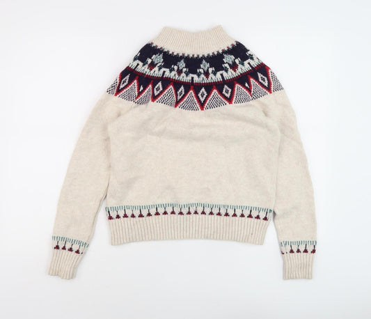 Fat Face Women's Ivory Fair Isle Pullover Jumper, Size UK 8