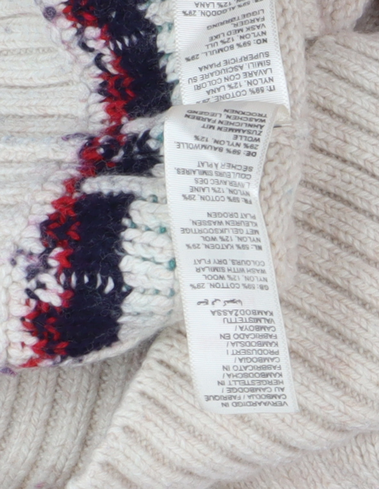 Fat Face Women's Ivory Fair Isle Pullover Jumper, Size UK 8