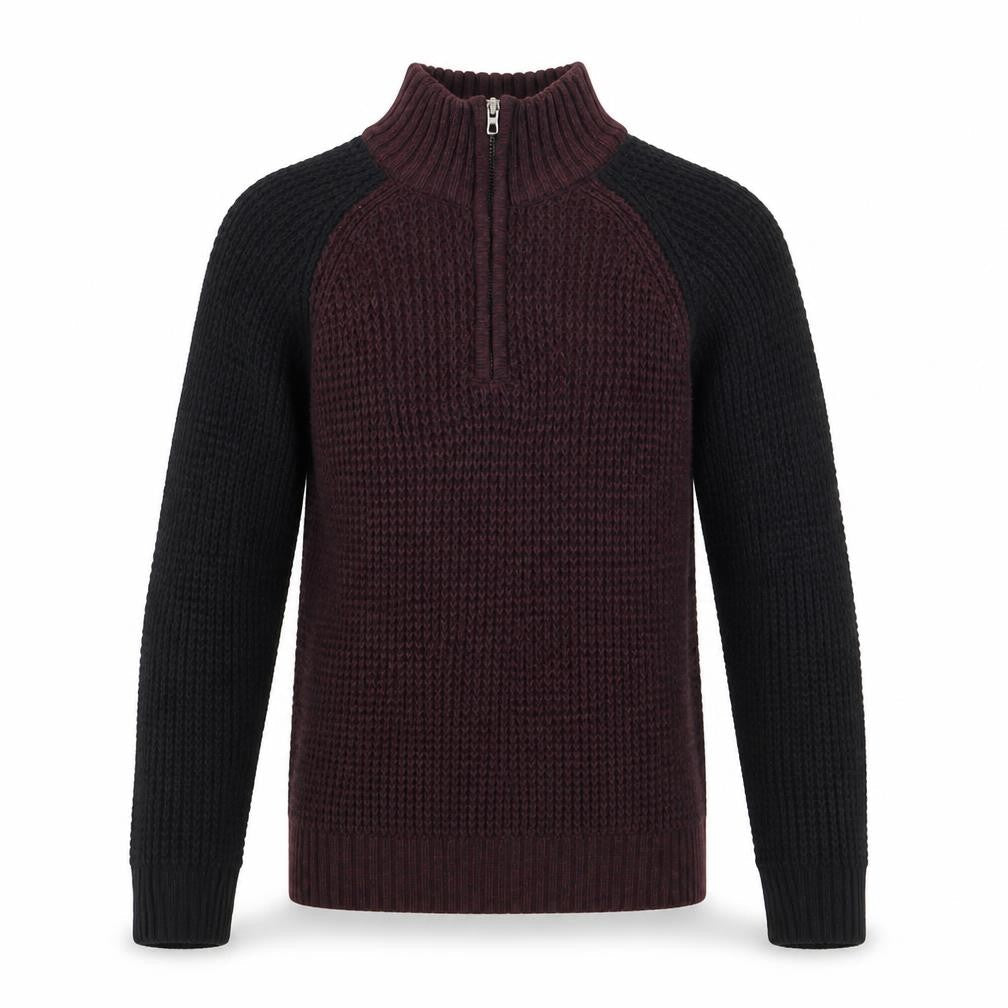 Aéropostale Men's Full Zip Jumper Black Burgundy S