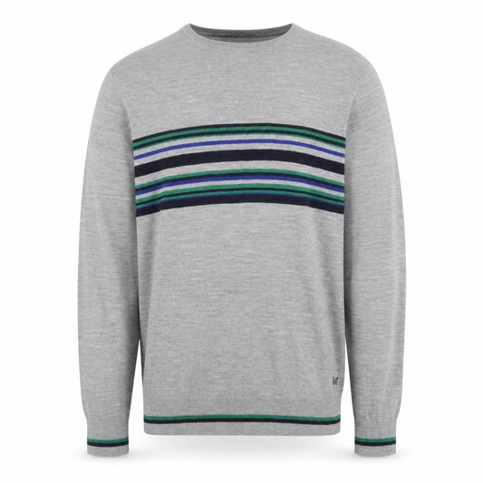 Front view of Crew Clothing Grey Striped XL jumper