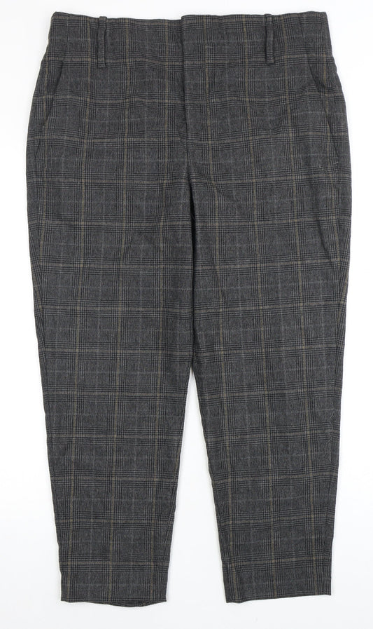 Zara Woman Grey Plaid Trousers for Women Size L