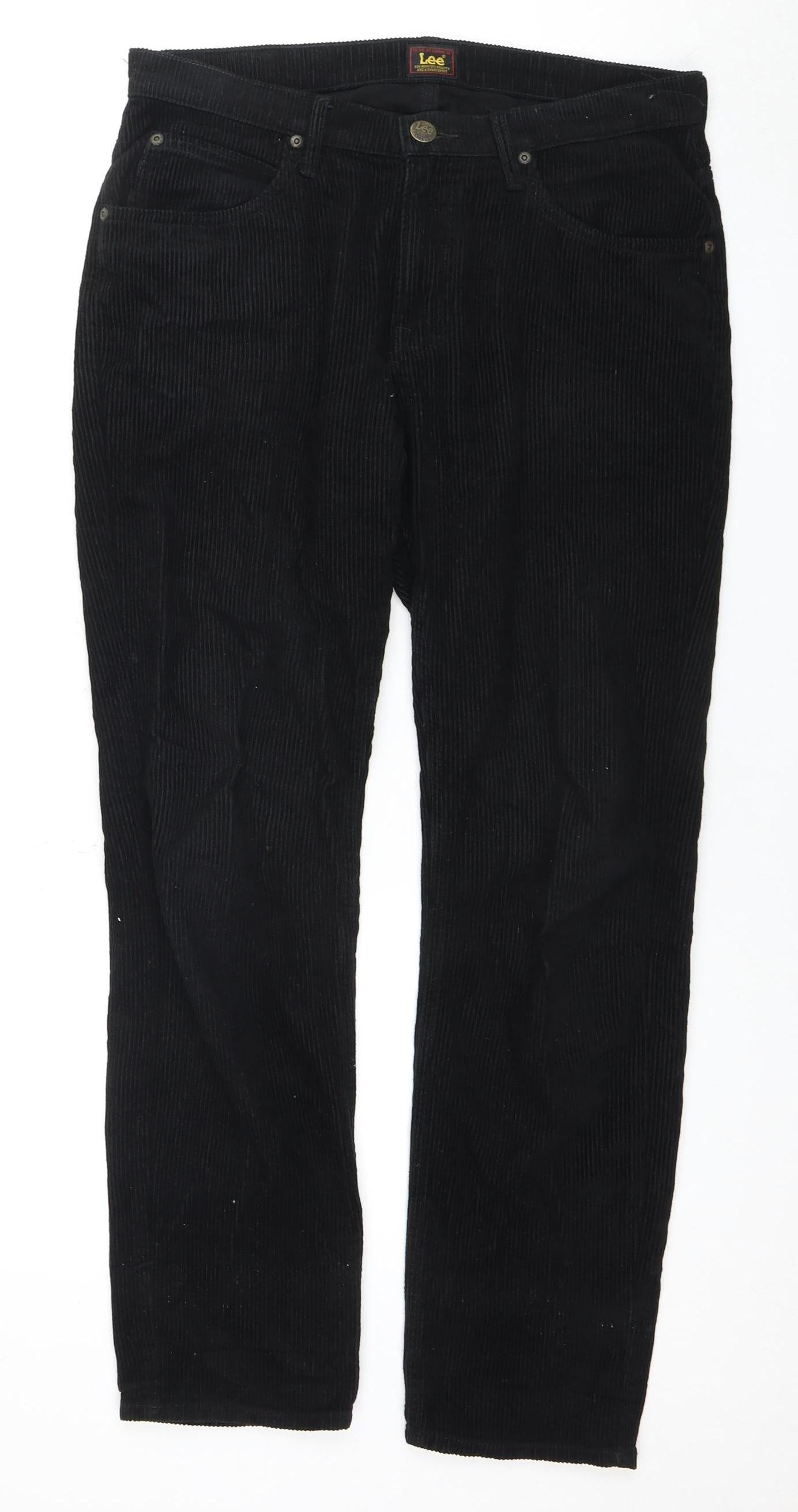 Lee Black Corduroy Trousers, 30W Regular Fit