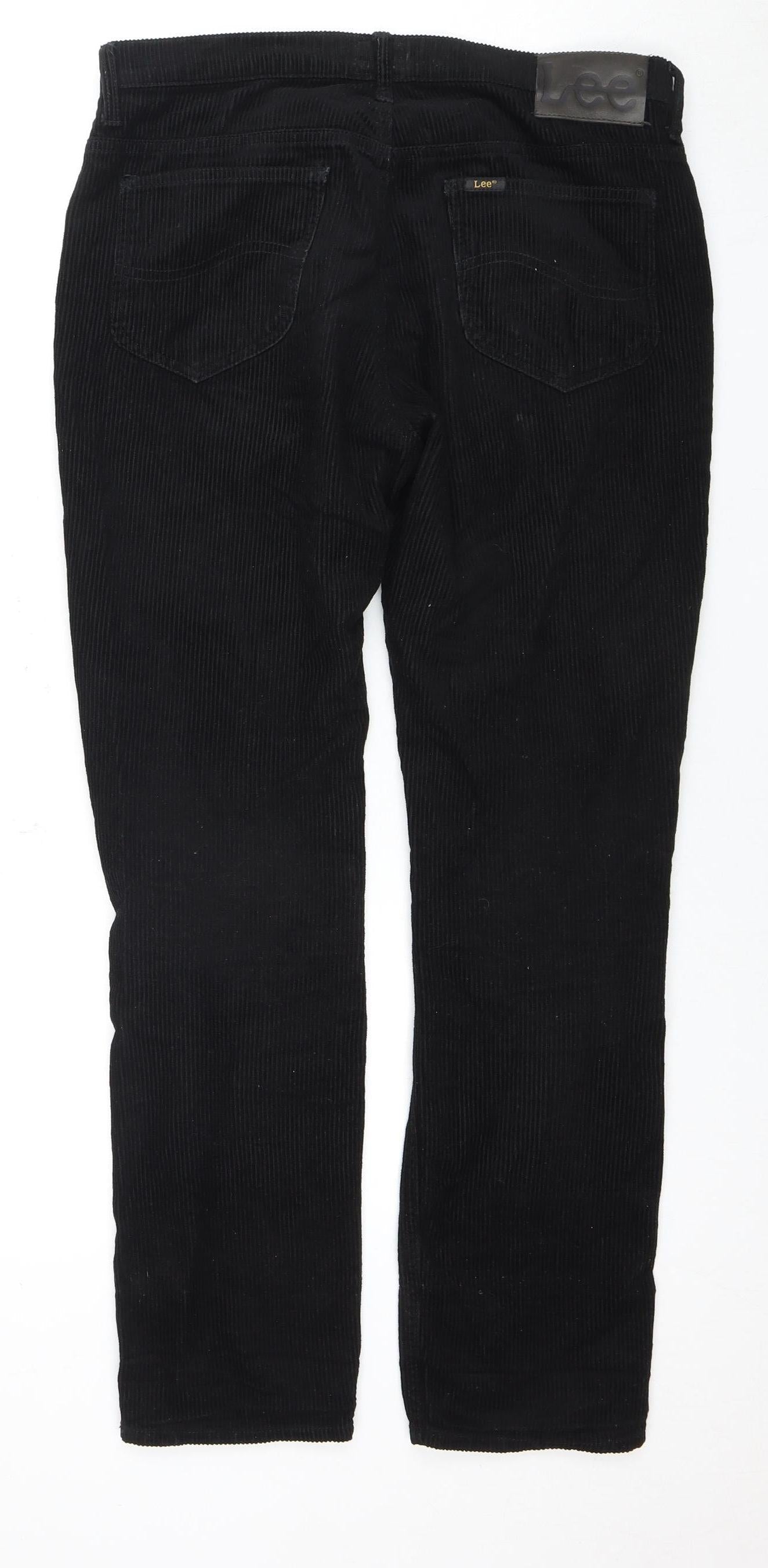 Lee Black Corduroy Trousers, 30W Regular Fit