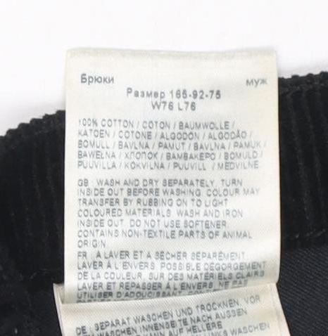 Lee Black Corduroy Trousers, 30W Regular Fit