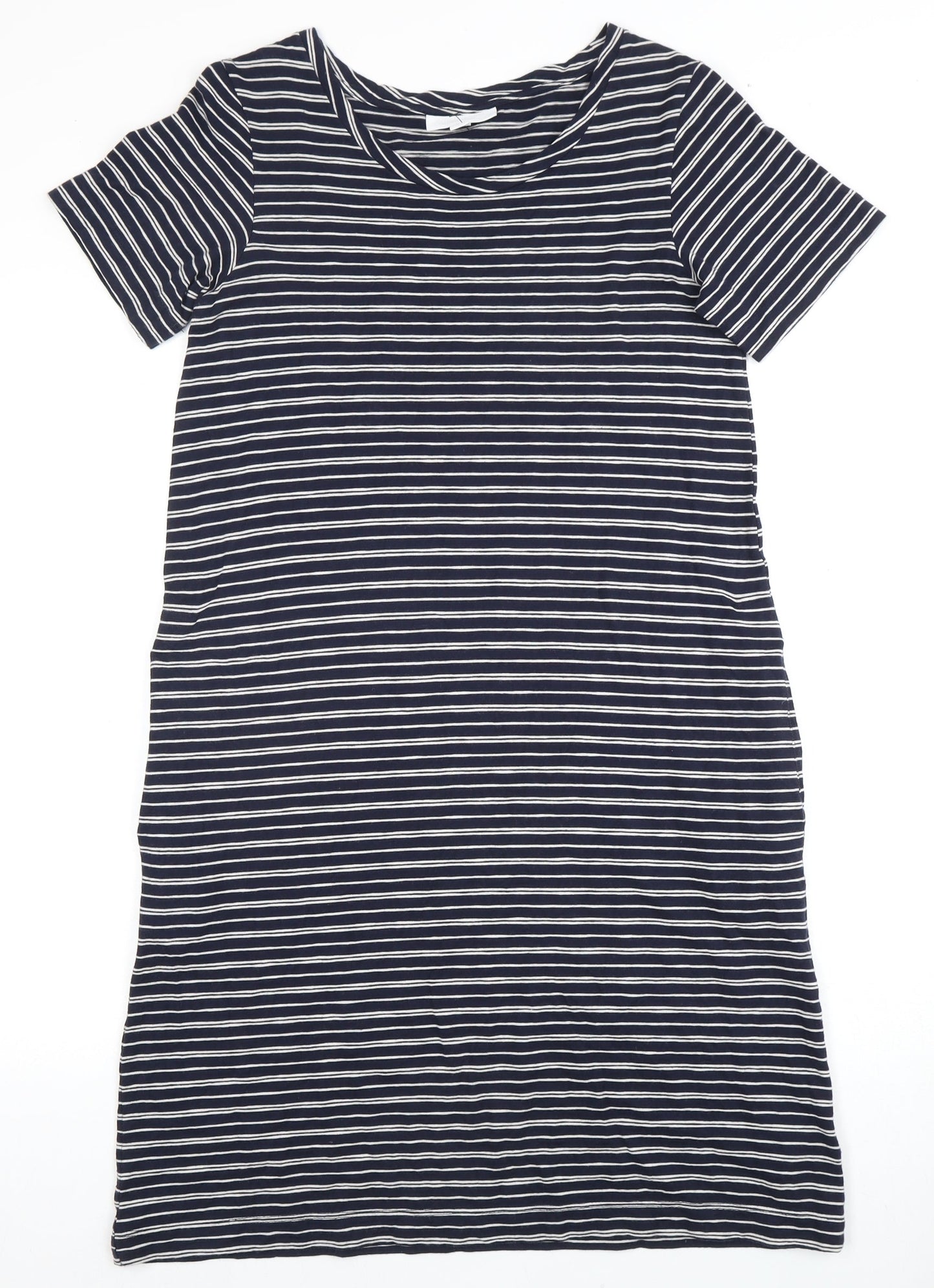 The White Company Women's Blue Striped T-Shirt Dress Size 8