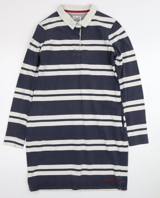 Weird Fish Women's Blue Striped Shirt Dress - Size 12