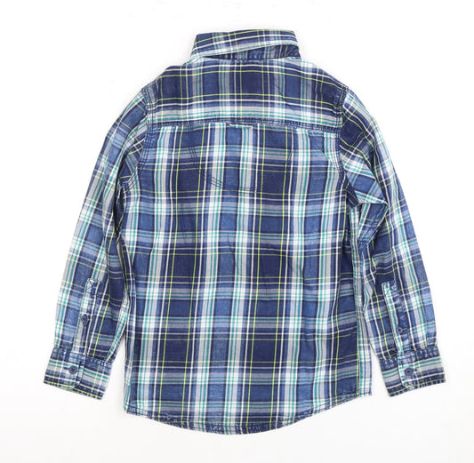 Mantaray Boys Blue Plaid Button-Up Shirt - 7 Years