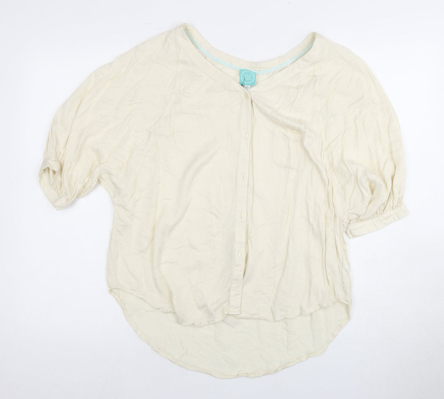 Joules Women's Ivory Blouse, Size 12, 3/4 Sleeve