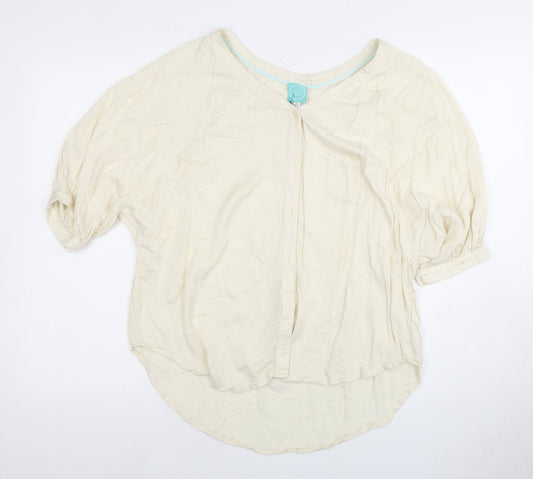 Joules Women's Ivory Blouse, Size 12, 3/4 Sleeve