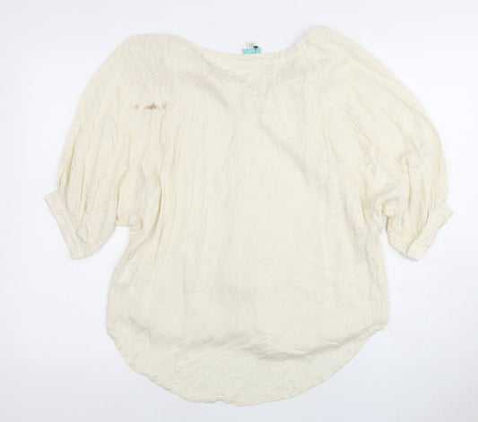 Joules Women's Ivory Blouse, Size 12, 3/4 Sleeve