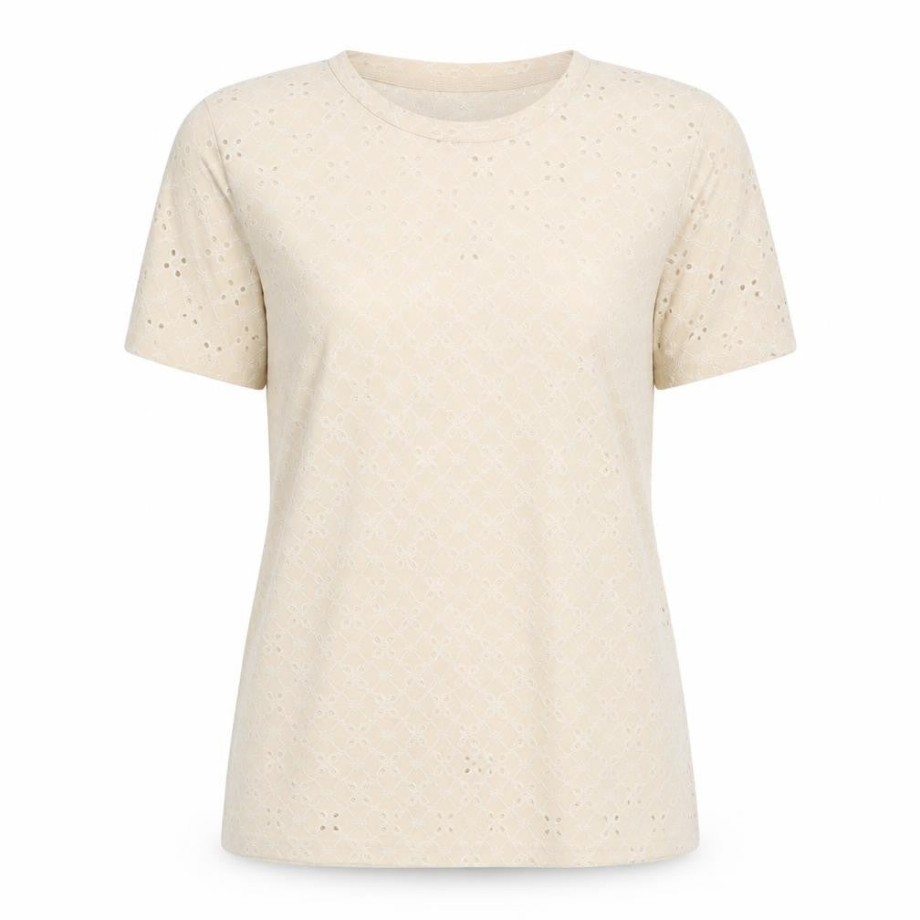 Womens UK Size S Jacqueline de Yong Beige Polyester Blend T-Shirt