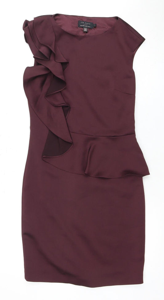 Ted Baker Women’s Purple Sheath Dress, Size 4, Elegant Woven