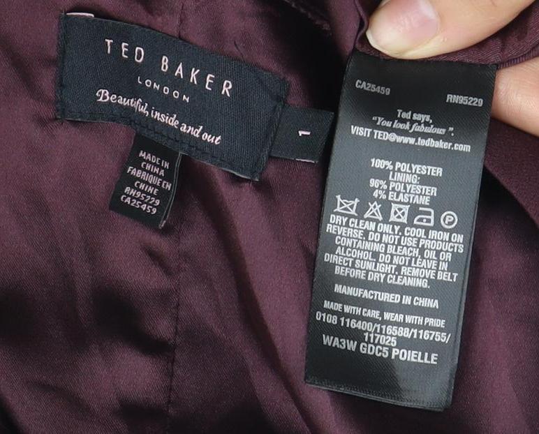 Ted Baker Women’s Purple Sheath Dress, Size 4, Elegant Woven